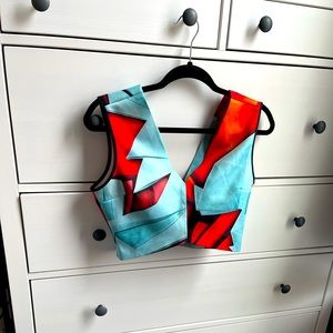 Blue & Red Crop Top